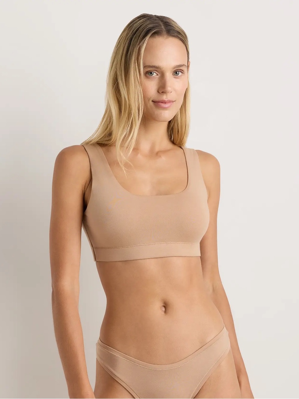 QUINCE 2 Pack Organic Cotton Tank Bralettes Small Black/Tan 0317